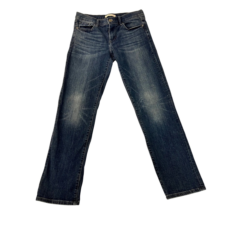 Banana Republic Premium Denim Dark Wash Straight Leg Jeans Size 29 Whiskered